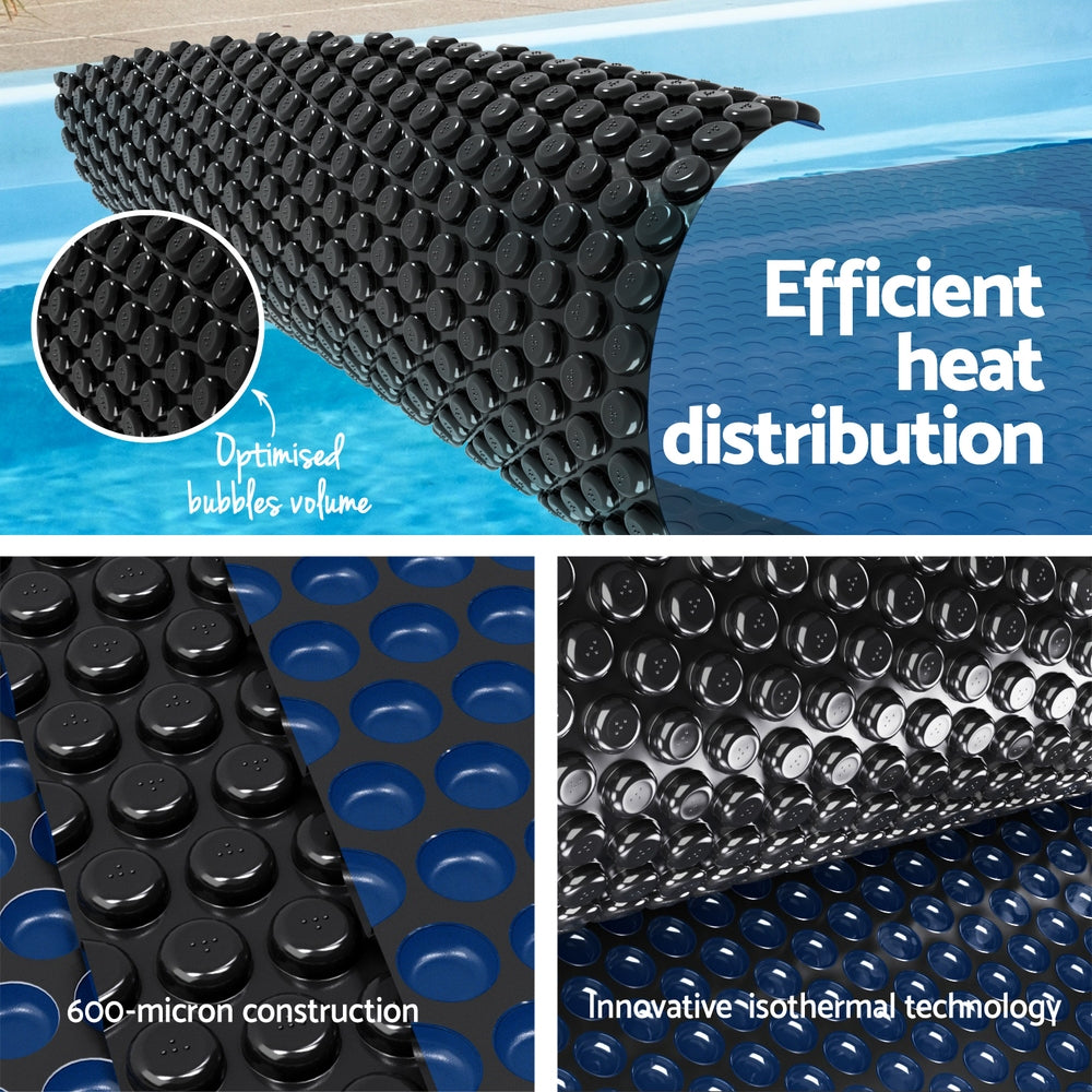 Aqua Buddy Pool Cover 600 Micron 10x4m w/ Roller 5.55m Swimming Pools Black Solar Blanket