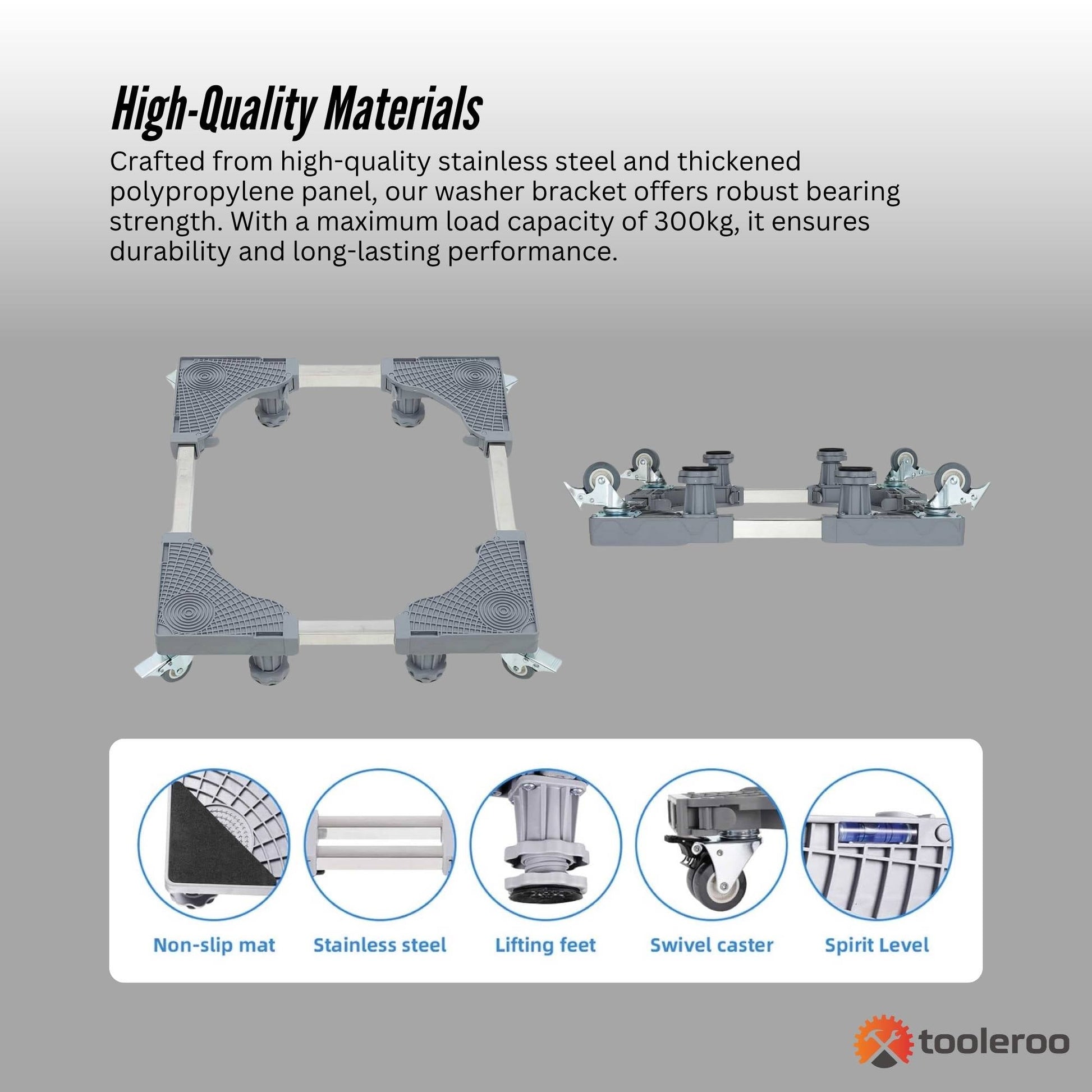 Adjustable Appliance Base Stand - Lock Wheel Trolley For Washing Machine Fridge