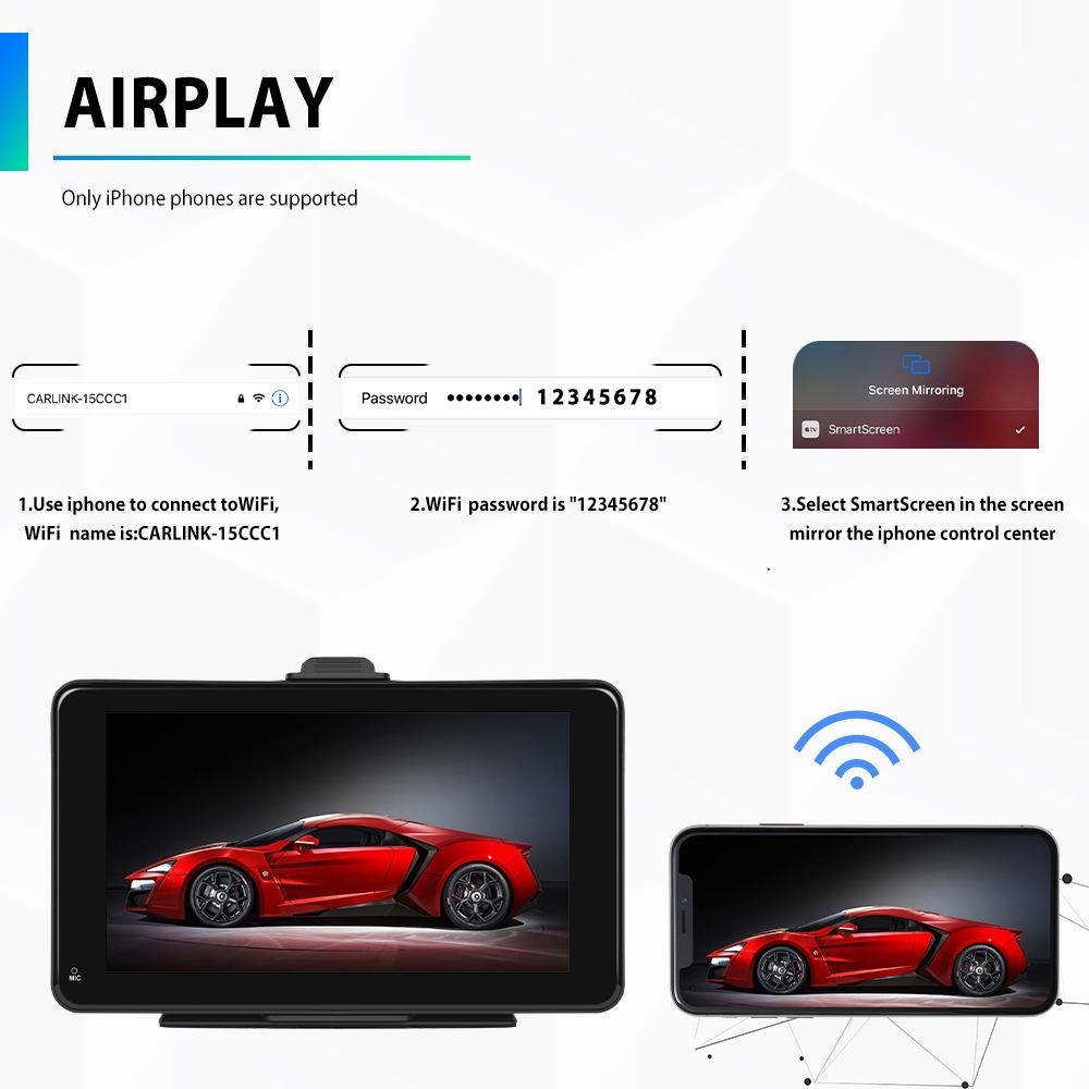 7 Inch Hd Smart Screen With Wireless Carplay & Android Auto - No Camera