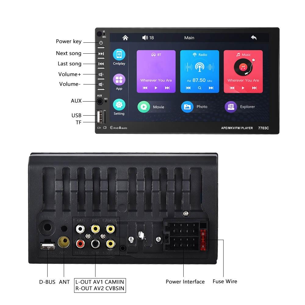 7 Inch Car Mp5 Player With Bluetooth & 8 Light Camera - Universal Fit