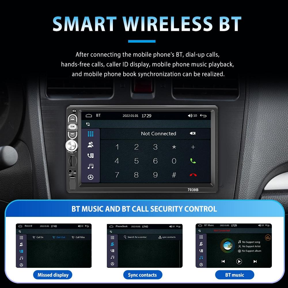 7 Inch Mp5 Bluetooth Carplay Player With Reversing Camera - Standard + 12 Lights