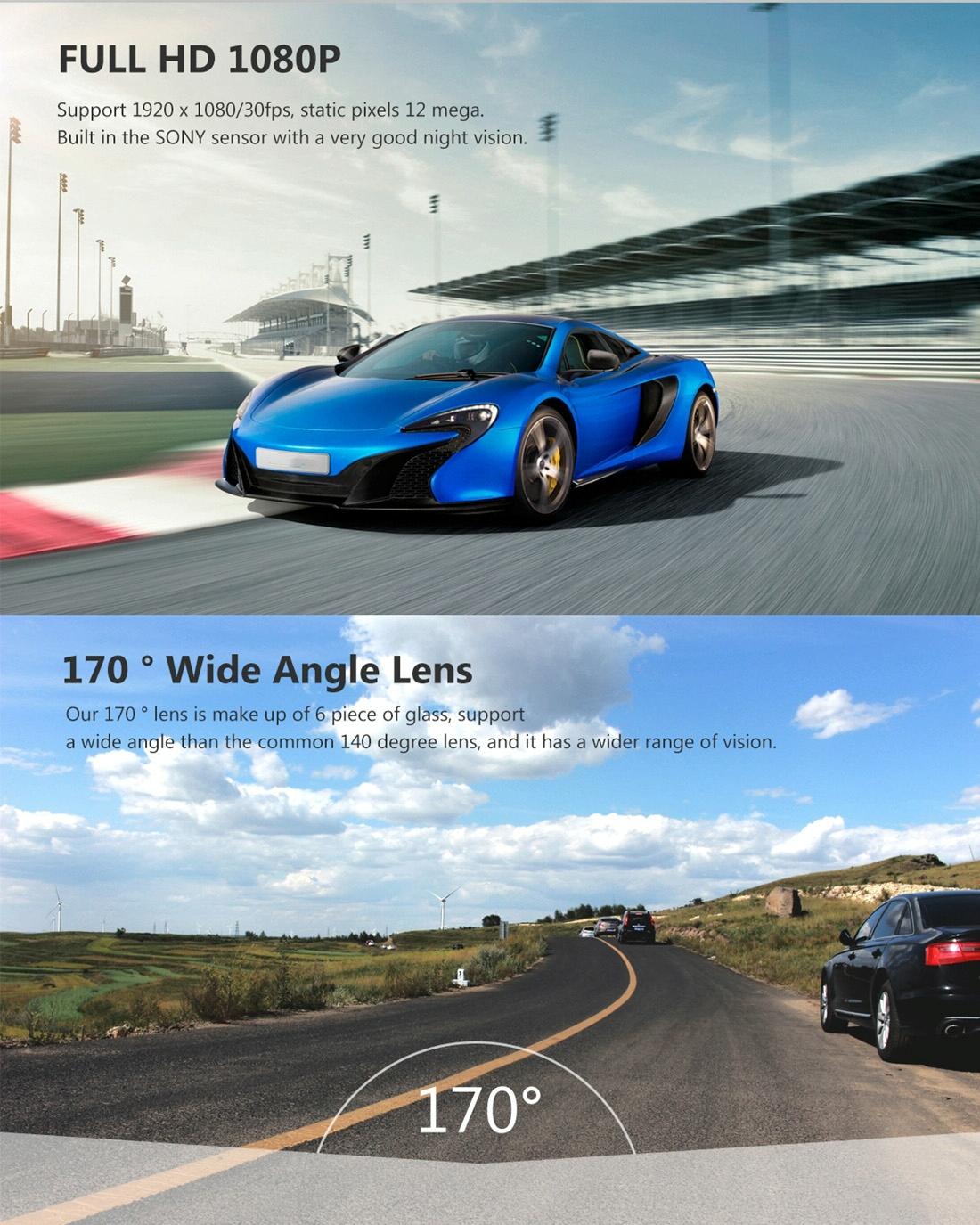 Full Hd 1080p Car Dvr Camera with 2.45 Ips Screen and 170 Degree Wide Angle View