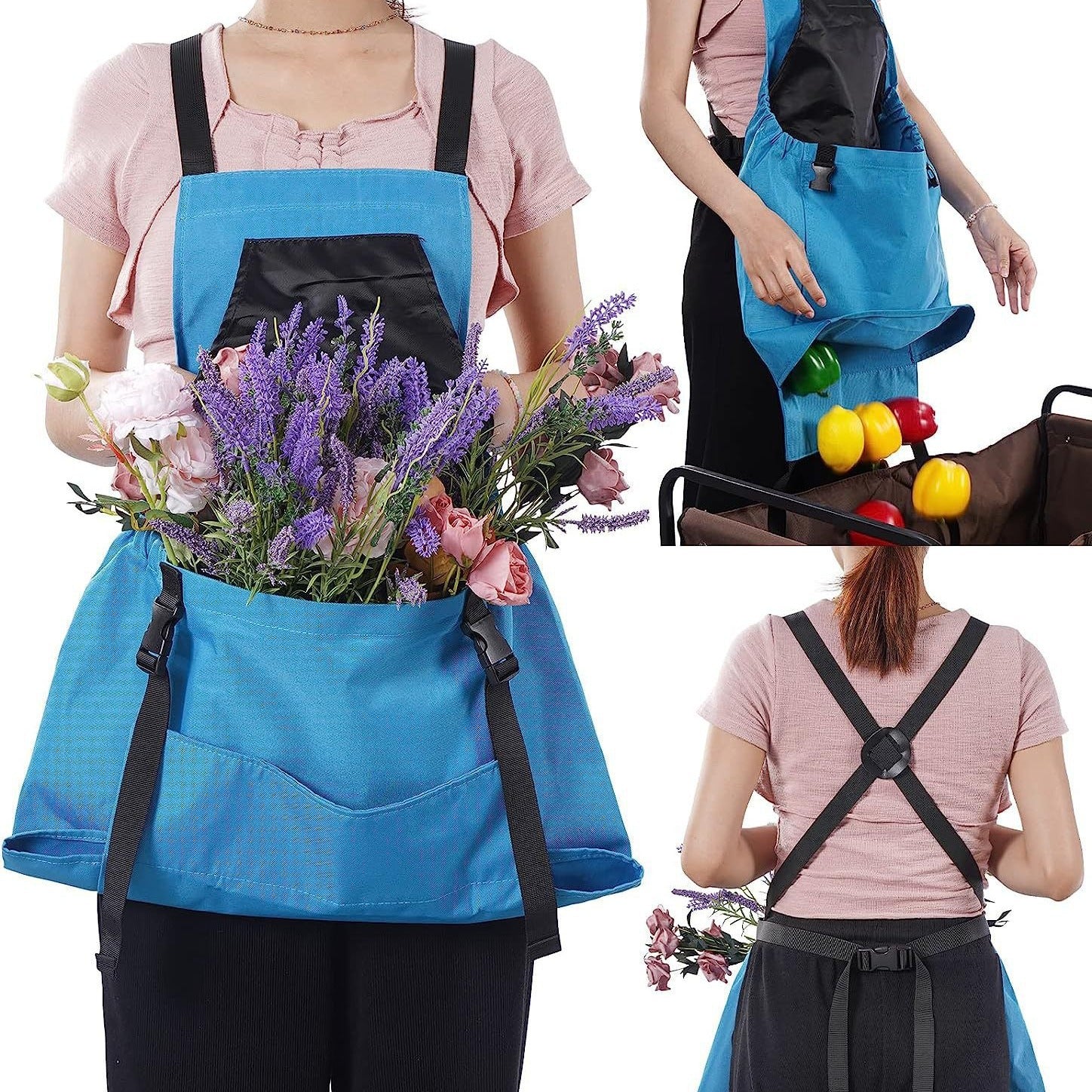 Grey Garden Harvesting Apron - Waterproof Oxford Cloth with Quick Release Pouch