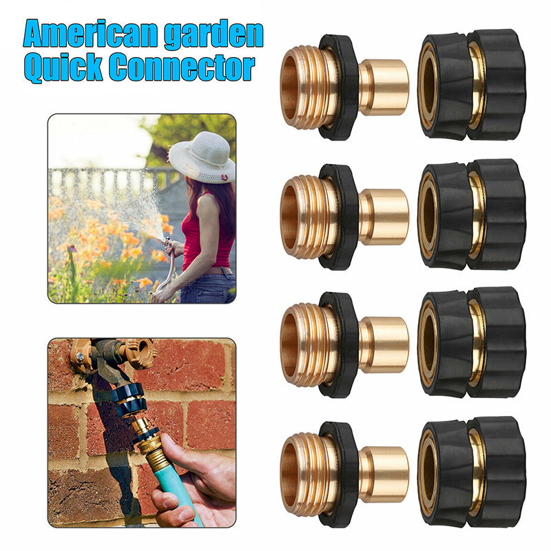 American Standard 3/4 Inch Brass Quick Connect Garden Hose Adapter (6 Male & 6 Female)