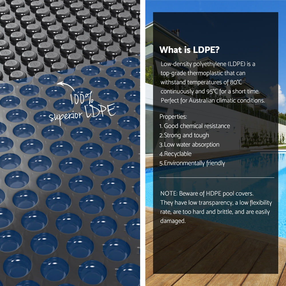 Aqua Buddy Pool Cover 600 Micron 11x4.8m Swimming Pool Solar Blanket Blue Black