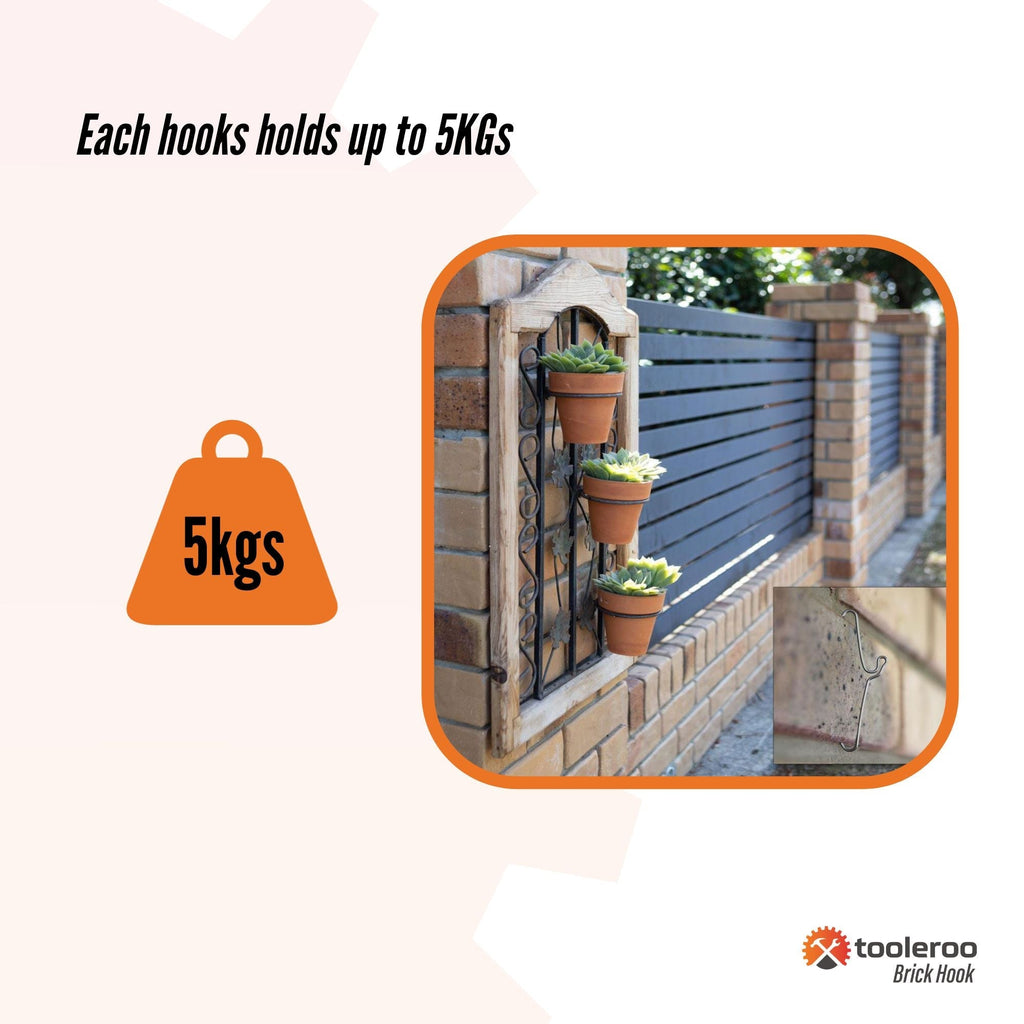 5 Pack 70mm (2.7") Brick Hooks - Wall Crab Clips Hangers For Pictures Plants