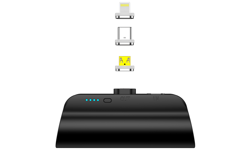 CHOETECH B660-BK 3000mAh Mini Power Bank with 3 Magnetic Connectors (Black)