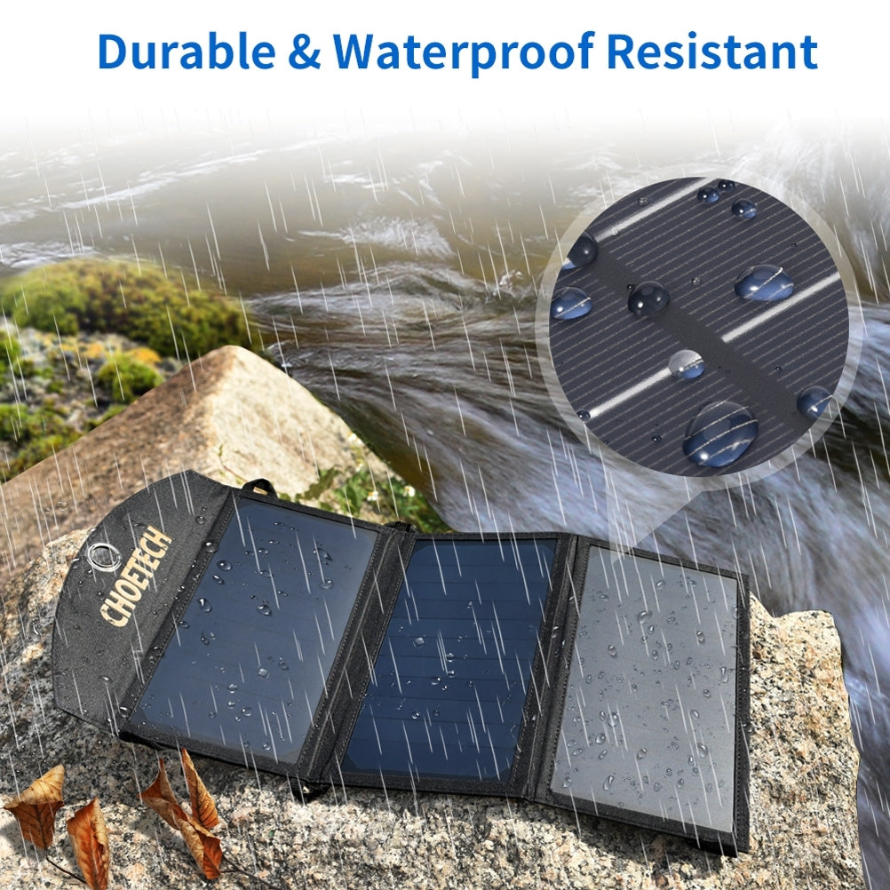 19W Portable Solar Panel Charger SunPower Panels Dual USB Charger for Outdoors