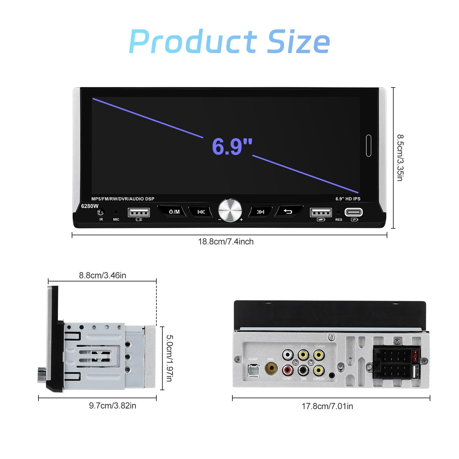 6.9 Inch Car Mp5 Player With Carplay Function & Backup Camera - Standard
