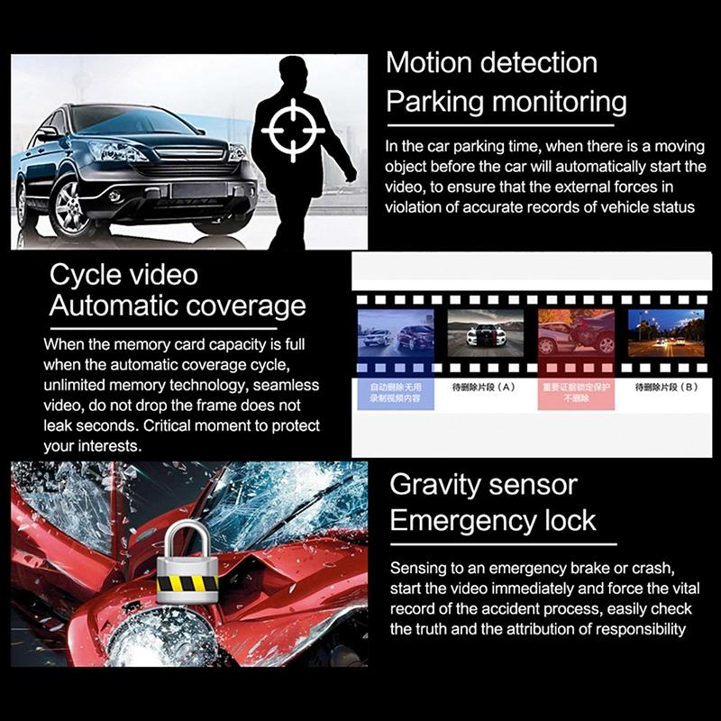 1080p Hd Dual Record Driving Recorder with Night Vision - 4.5 Inch