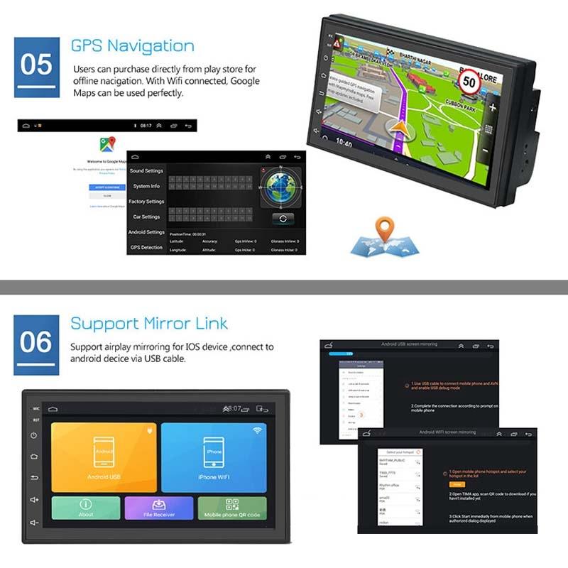 7 Inch Android Navigation Wifi Car Mp5 Player 1 + 32G Gps Bluetooth 2.5D Screen Standard + 4Lights Camera