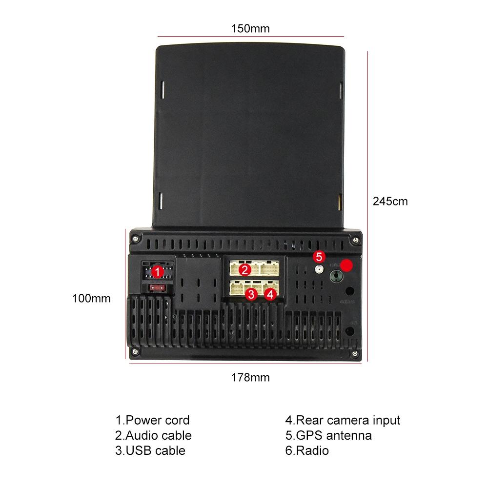 9.7 Inch Vertical Screen Android Car Mp5 Player With Hd 2.5D Glass Standard + 4 Lights Camera