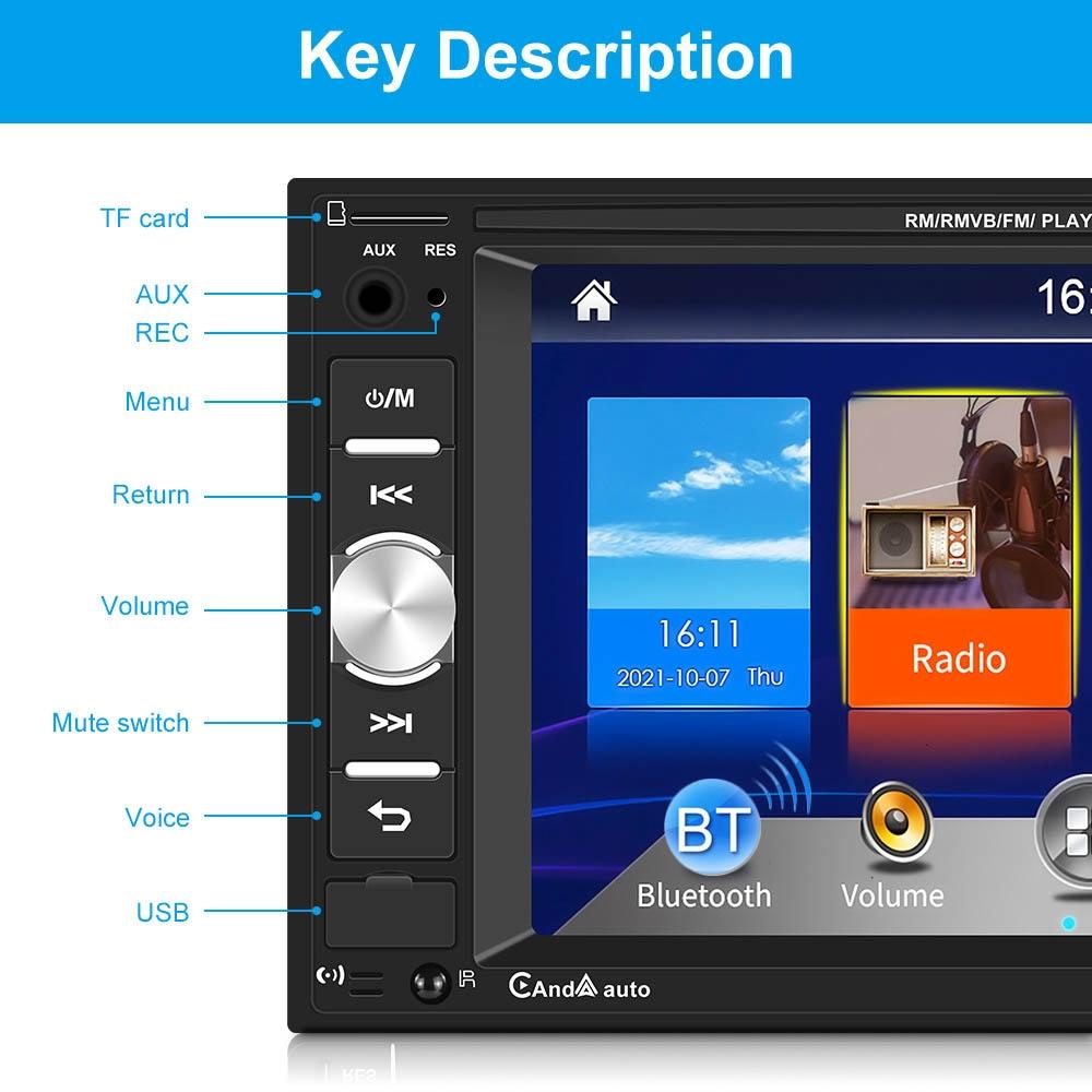 6.2 Inch Dual Spindle Hd Car Mp5 Player With Carplay - Standard + 4 Camera