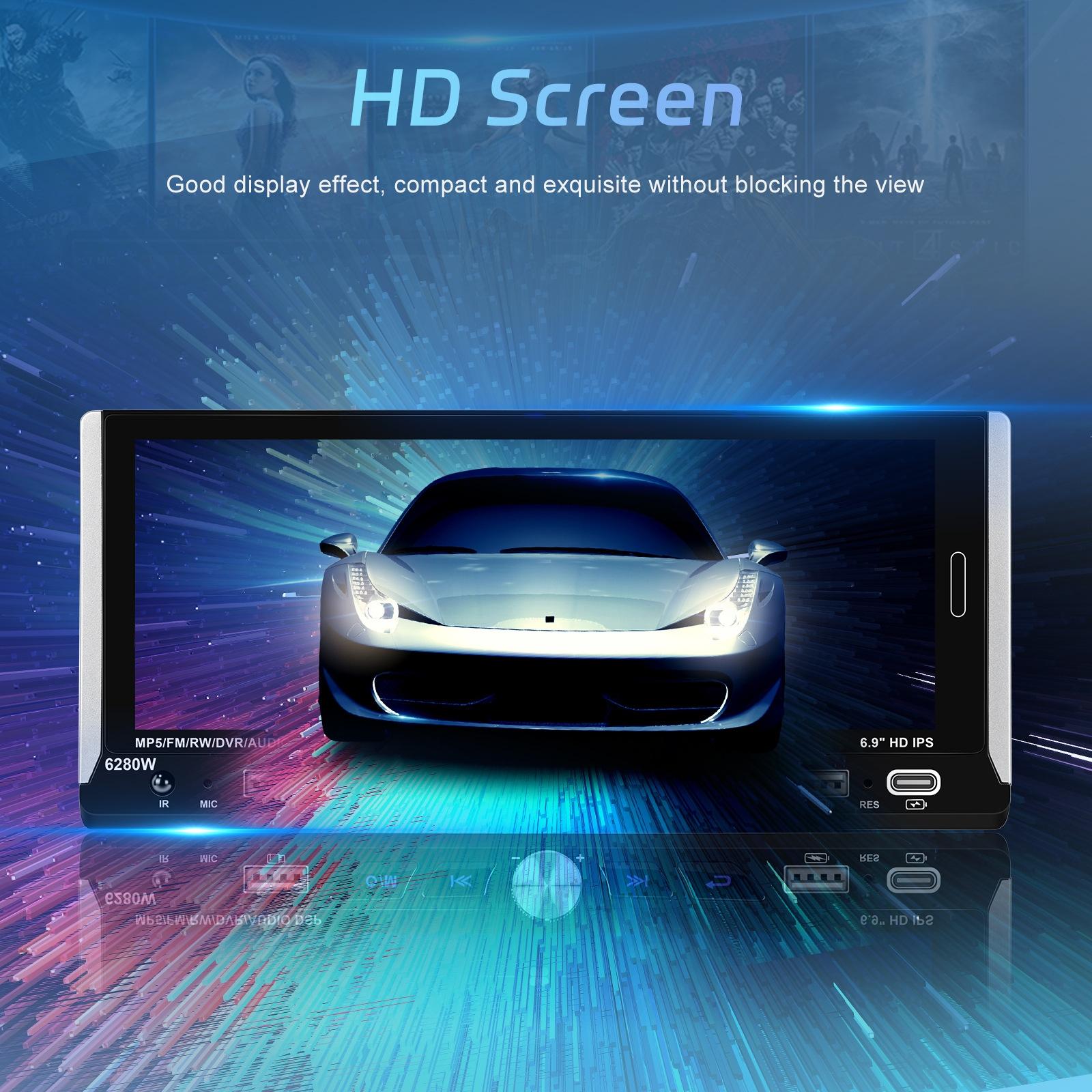6.9 Inch Car Mp5 Player With Carplay Function & Backup Camera - Standard + 12 Light Camera
