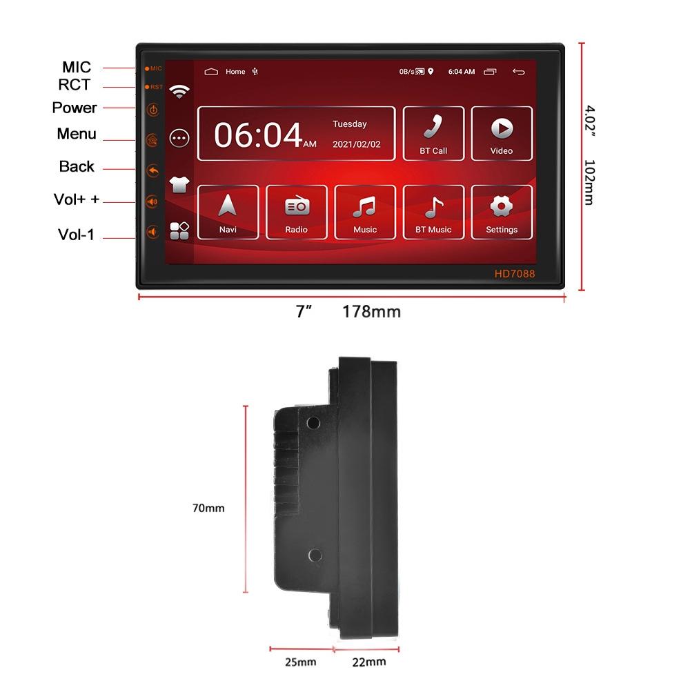 7 Inch Android Navigation Wifi Vehicle Central Control 2 + 16G Screen - Standard + 4Lights Camera