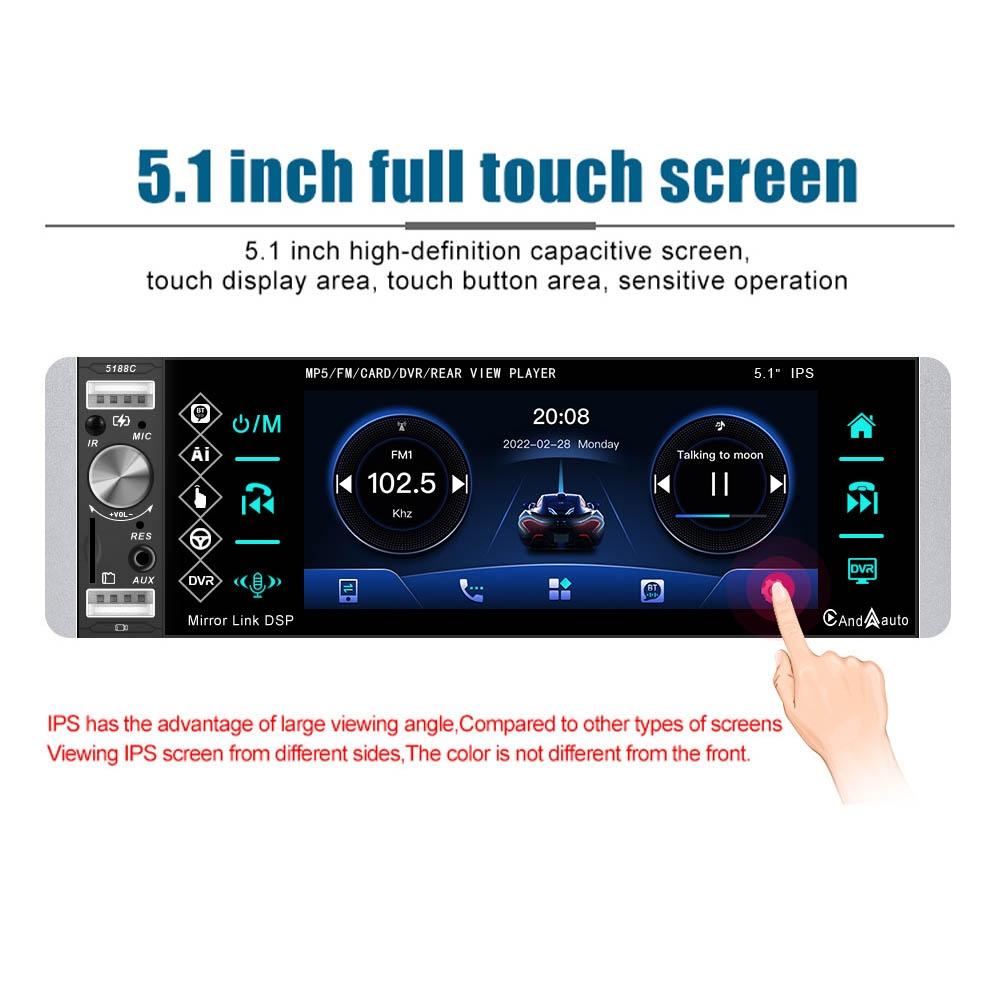 5.1 Inch Ips Capacitive Carplay Player + 4 Light Camera - A2905