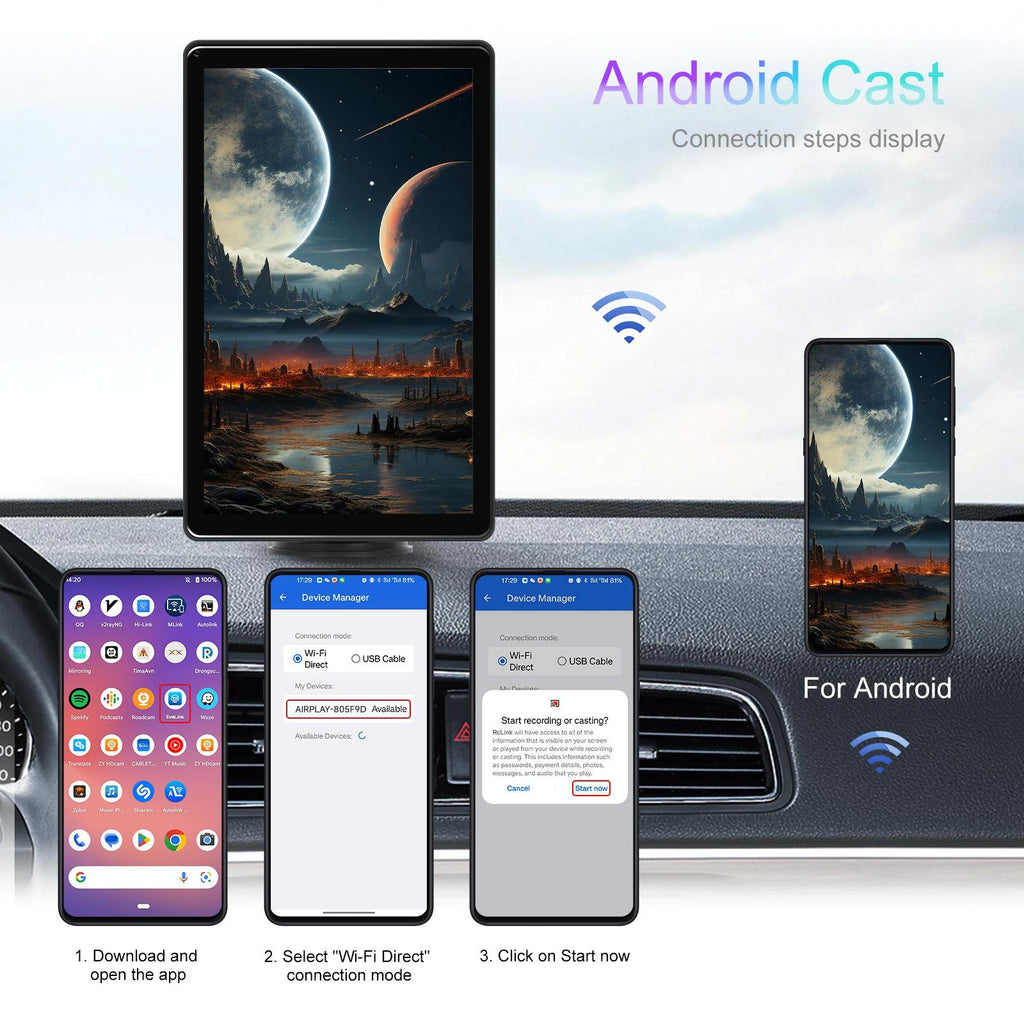 8 Inch Full Touch Car Screen Player - Horizontal / Vertical Carplay / Android Auto - With Camera