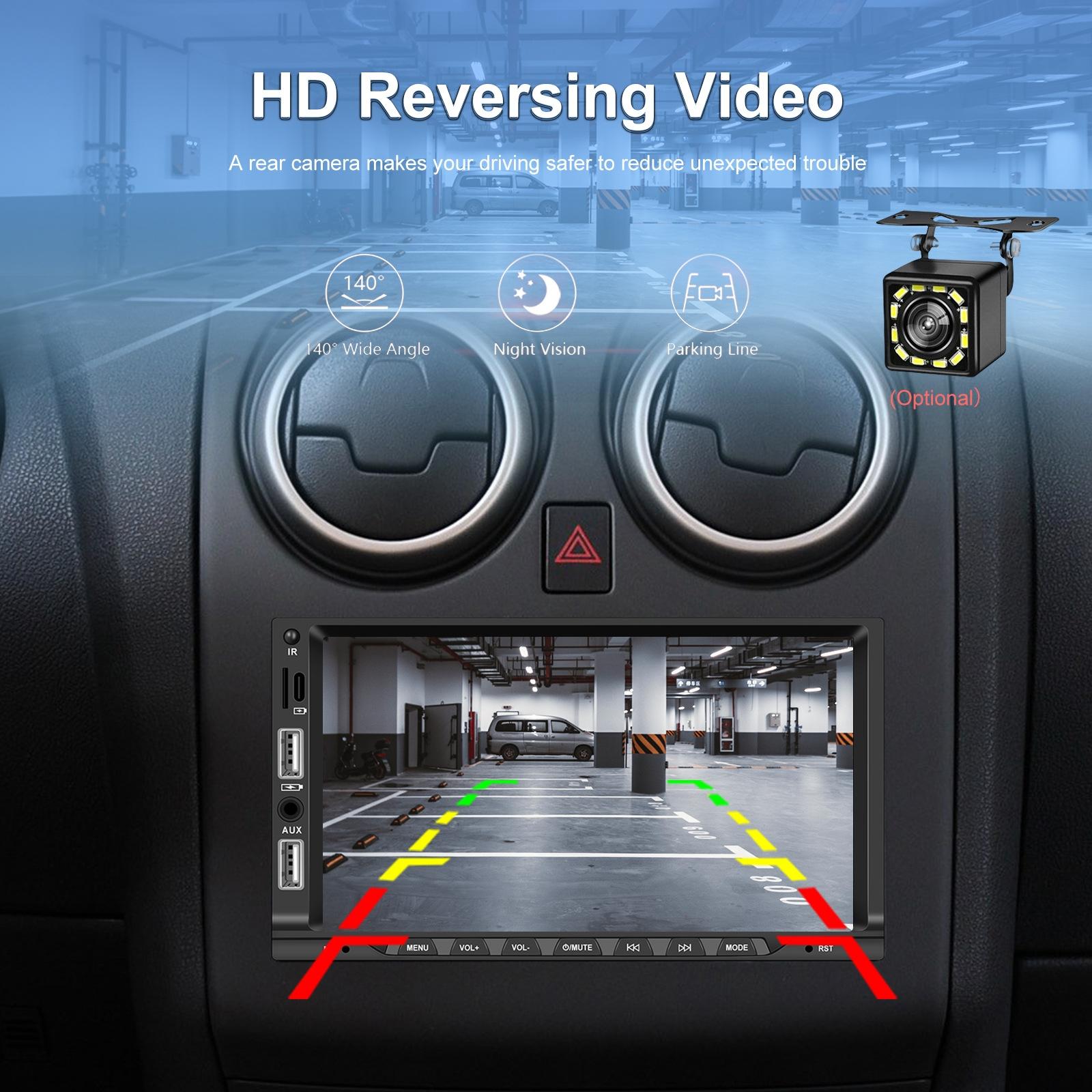 7 Inch Car Mp5 Player Carplay / Android Auto / Mirror Link / Bluetooth - Standard - With 4-Light Camera