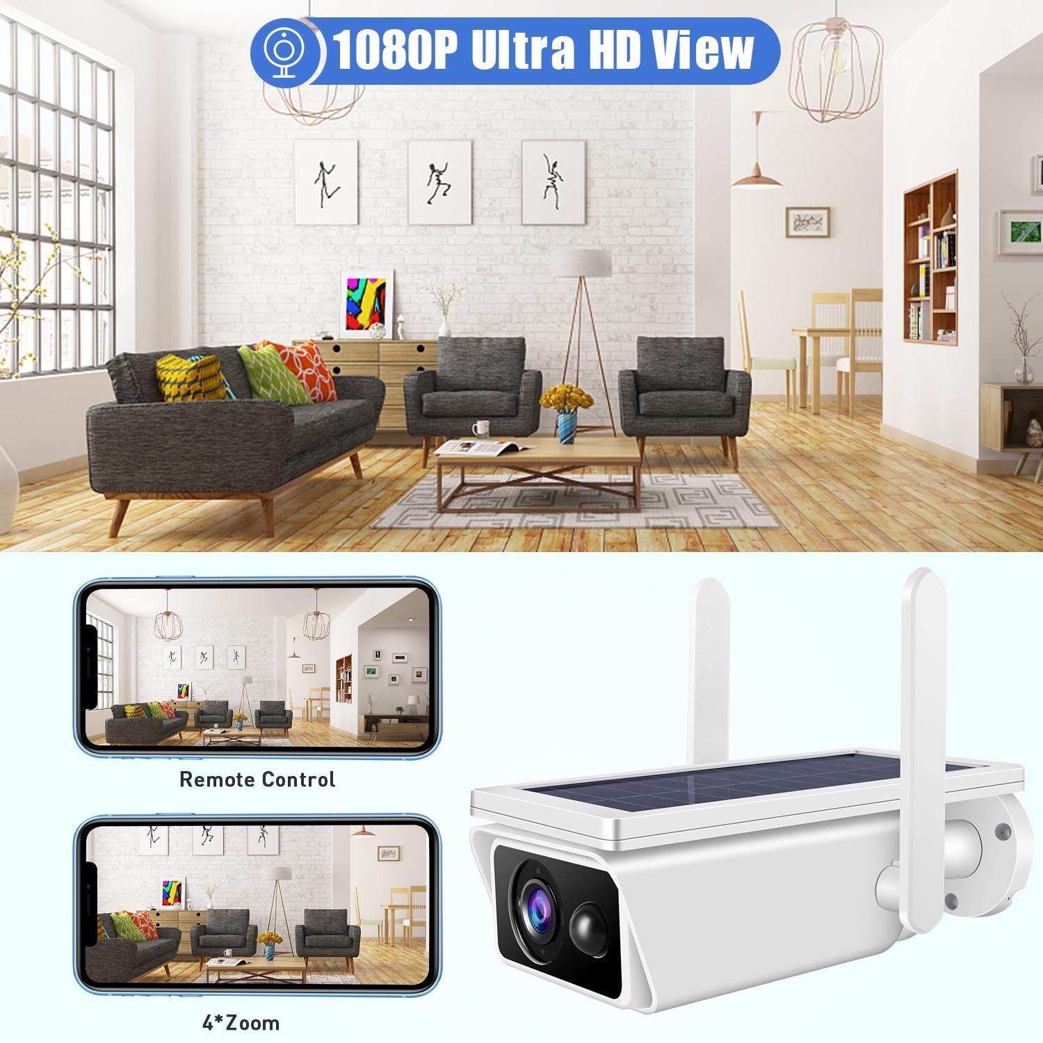 Solar-Powered 1080P Wifi Security Camera With Motion Detection And Night Vision