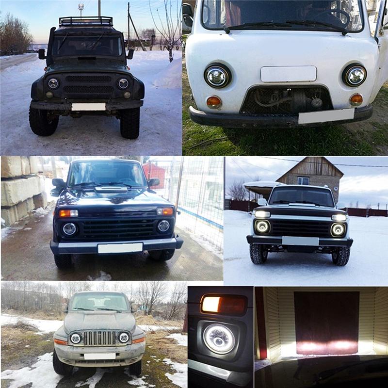 2 Pcs 7 Inch Ip68 Waterproof 6500K 75W Cree Led Headlight Hi / Lo Beam Driving Lamp For Jeep Wrangler Jk Tj Lj