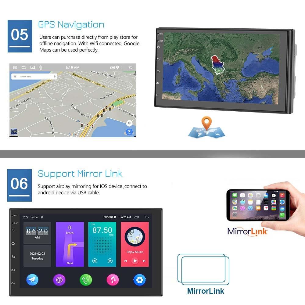 7 Inch Android Wifi Car Navigation Reversing Video Player - 2 + 32G Standard + 12Lights Camera
