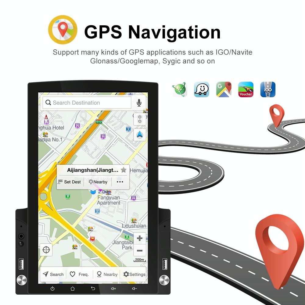 9.7 Inch Vertical Screen Android Car Mp5 Player With Hd 2.5D Glass Standard + 8 Lights Camera