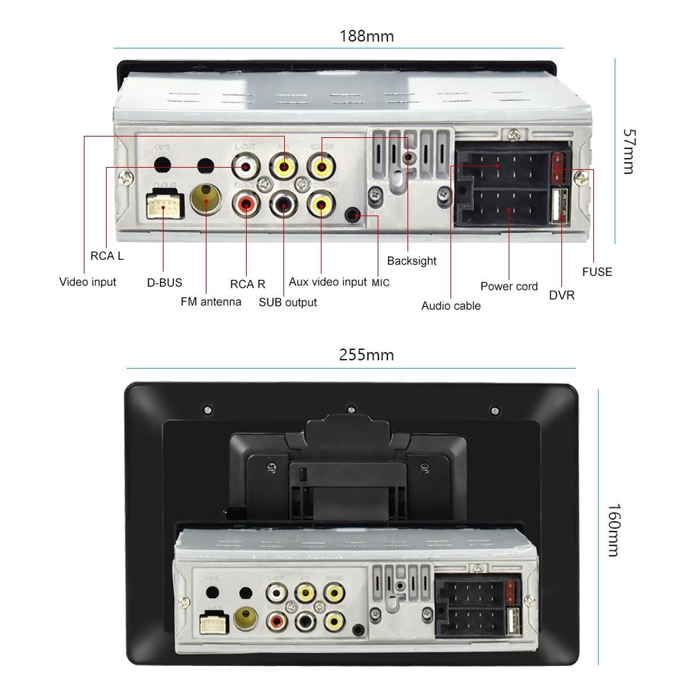 10.1 Inch Full Screen Car Mp5 Player With Wired Carplay - Standard + 8 Light Camera
