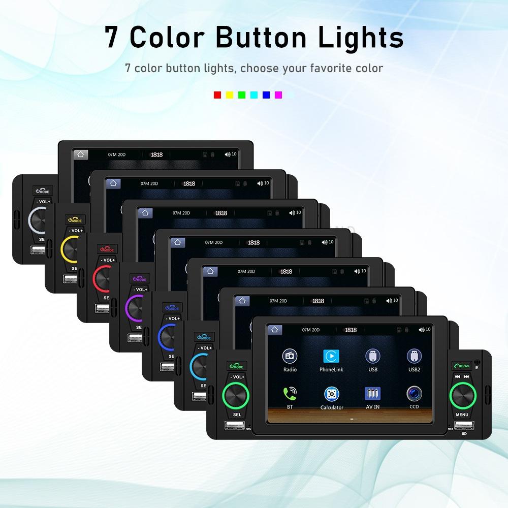 5 Inch Car Mp5 Inch Player With Bluetooth & Microphone - Standard + 12 Lights Camera
