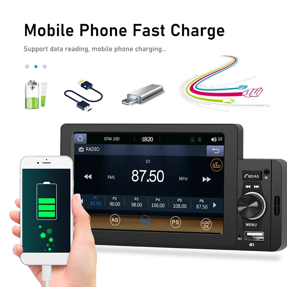 5 Inch Car Mp5 Inch Player With Bluetooth & Microphone - Standard + 12 Lights Camera