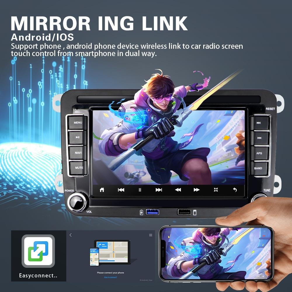 7 Inch Android Car Multimedia Player With Navigation Bluetooth Reversing Camera - 10.0 Os - 2 + 32G - Standard + 12Lights - Fits Volkswagen