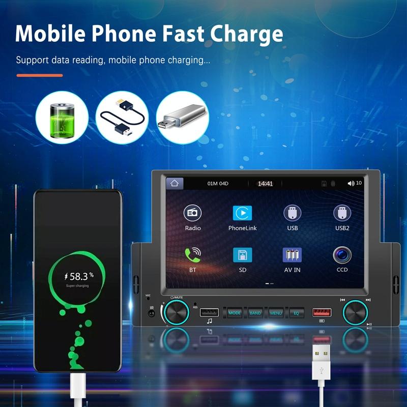 6.2 Inch Single Butt Carplay Car Monitor - Universal Wired Mp5 Player - Standard + Ahd Camera