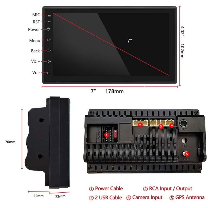7 Inch Android Navigation Wifi Car Mp5 Player 1 + 32G Gps Bluetooth 2.5D Screen Standard + 12Lights Camera