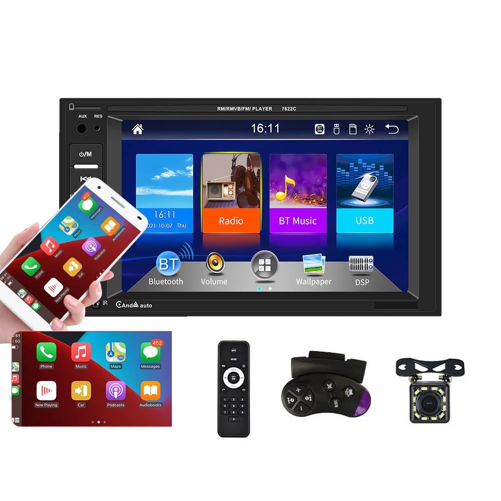 6.2 Inch Dual Spindle Hd Car Mp5 Player With Carplay - Standard + 12 Light Camera