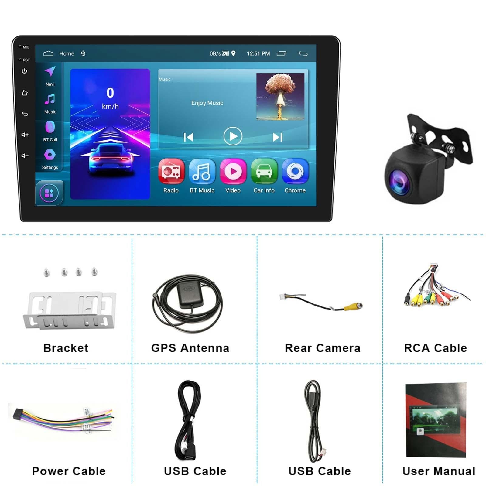 10 Inch Car Android Navigation Screen With Carplay - 2 + 64G Ahd Camera