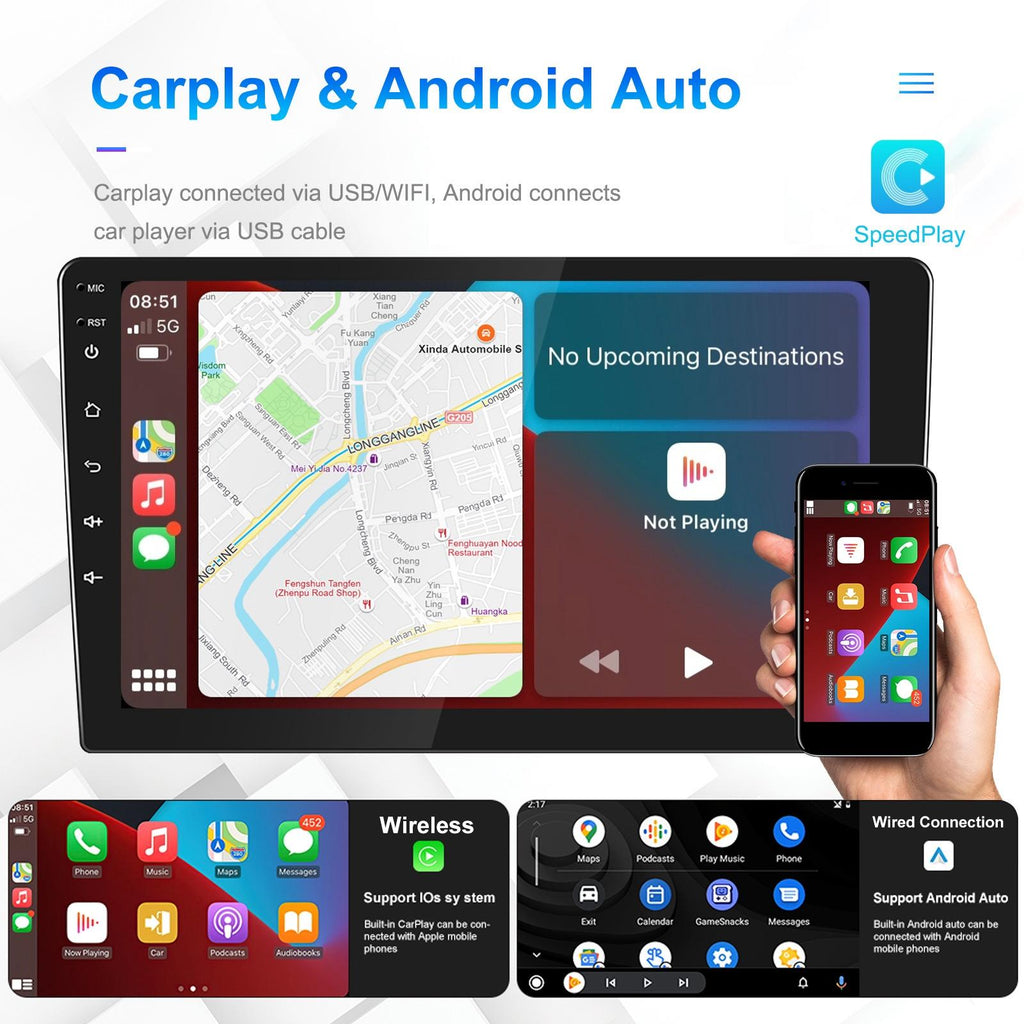 10 Inch Car Android Navigation Screen With Carplay - 2 + 64G Ahd Camera