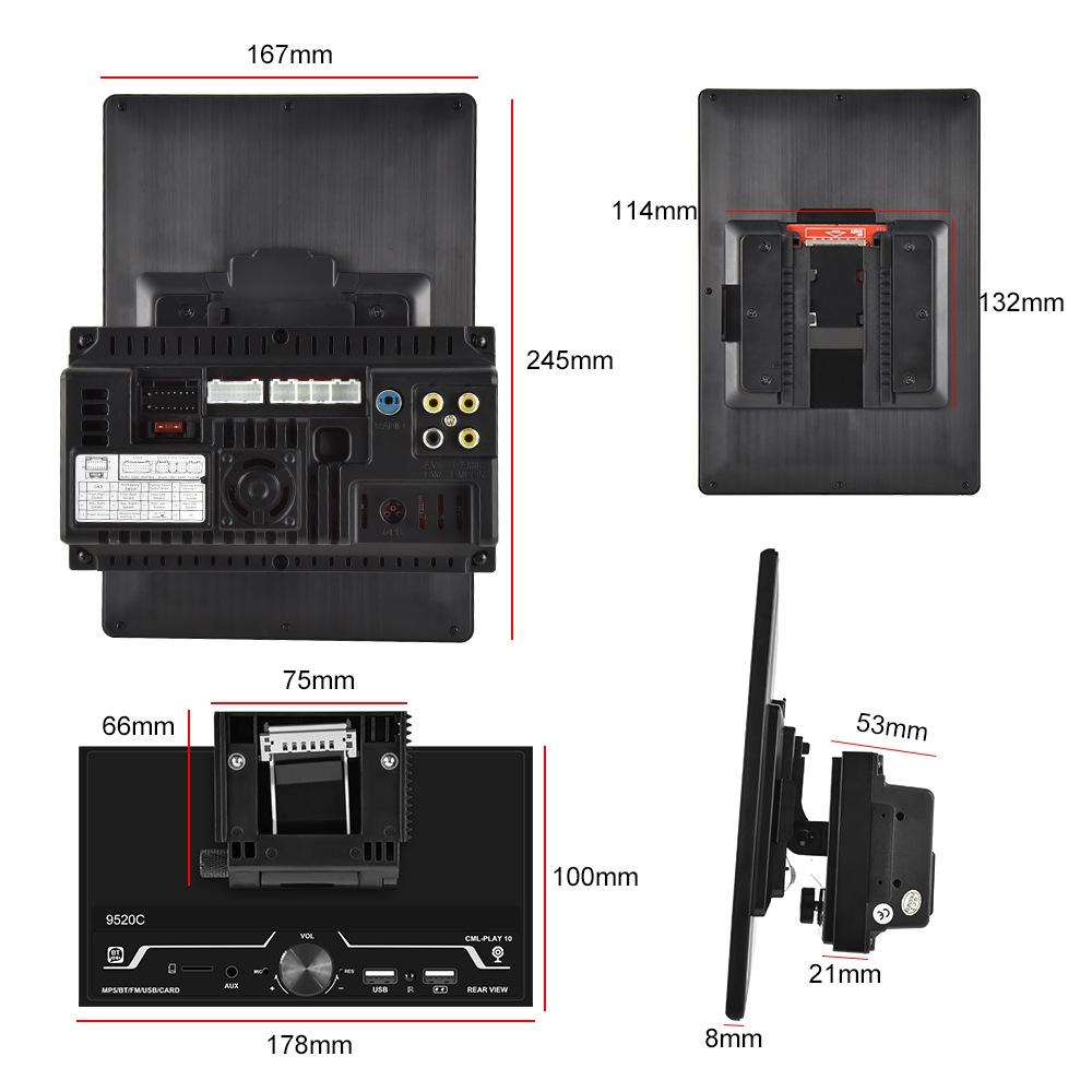 9.5 Inch Vertical Screen Car Mp5 Player + Ahd Camera