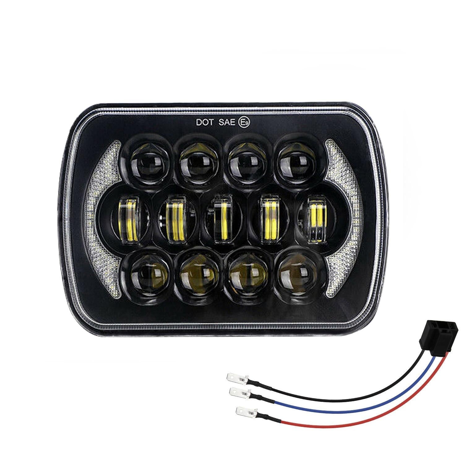 7 Inch 5X7 / 7X6 H4 Dc 9V - 30V 30000Lm 300W 8Leds Car Square Shape Led Headlight Lamps For Jeep Wrangler