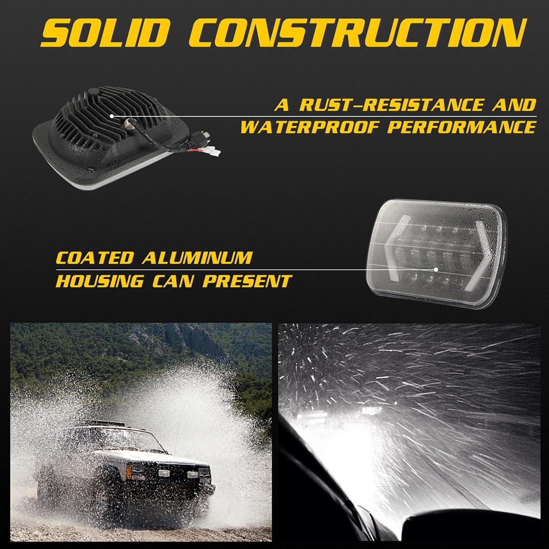 7 Inch H4 Dc 9V - 30V 3000Lm 6000K 30W Ip67 8Led Lamp Beads Car Square Shape Led Headlight Lamps For Jeep Wrangler