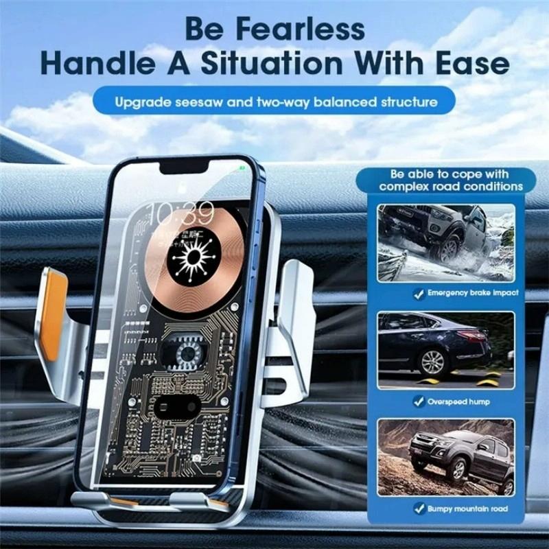 15w Fast Wireless Charger with Infrared Sensor for C10 Car Navigation - Transparent Stand - Gray