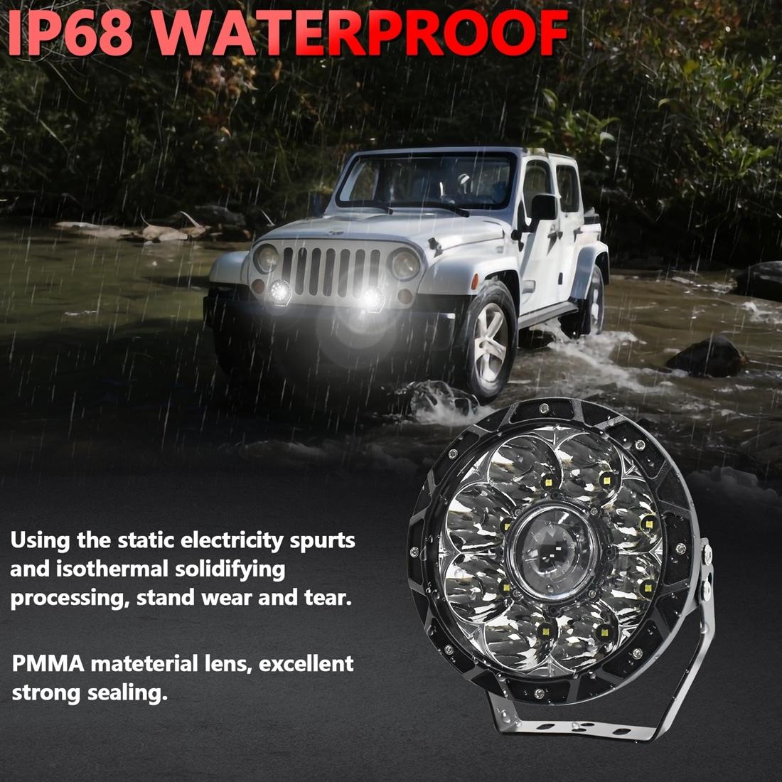 55W 6000Lm / 6000K Off - Road Vehicle Round Work Light - White