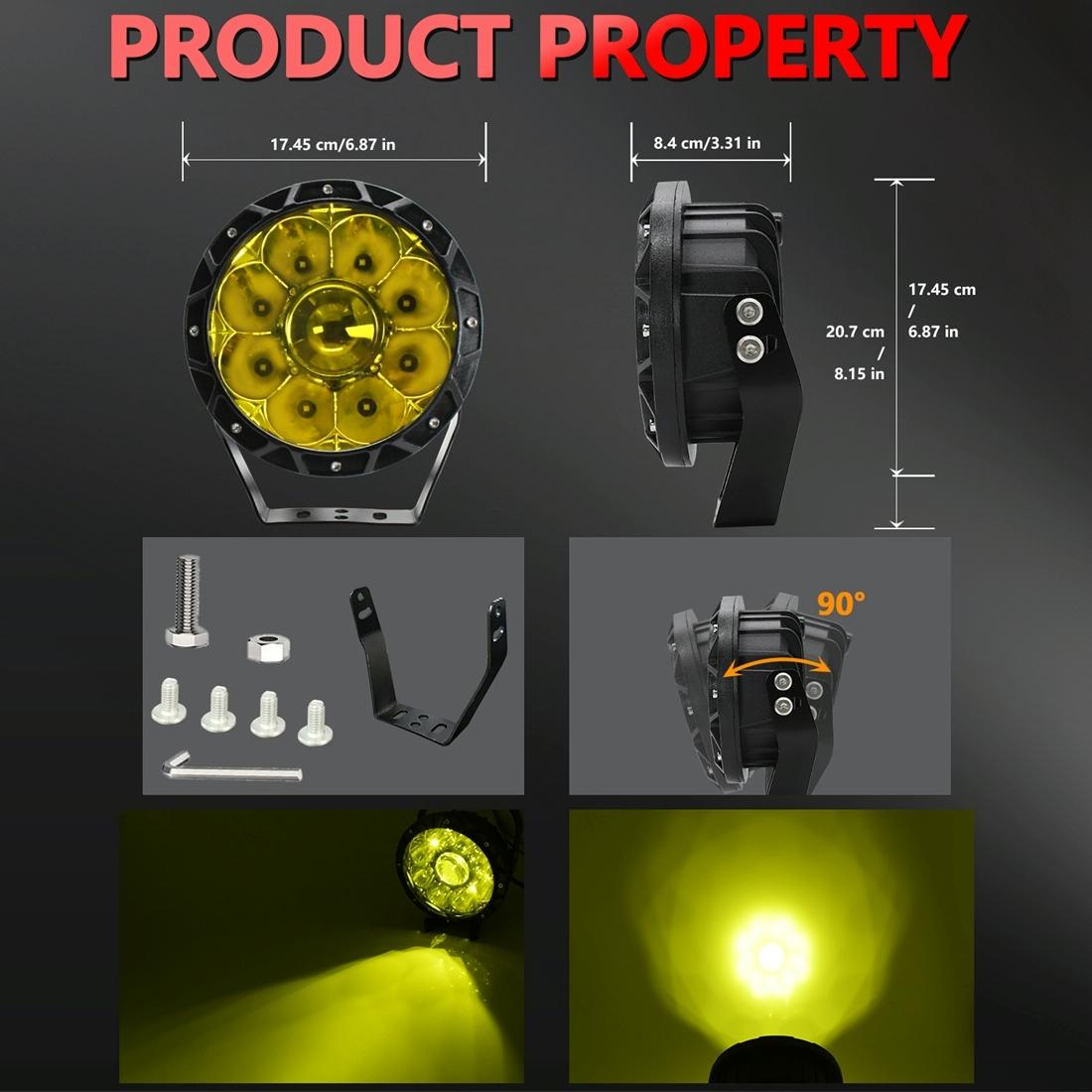 55W 6000Lm / 6000K Off - Road Vehicle Round Work Light - White