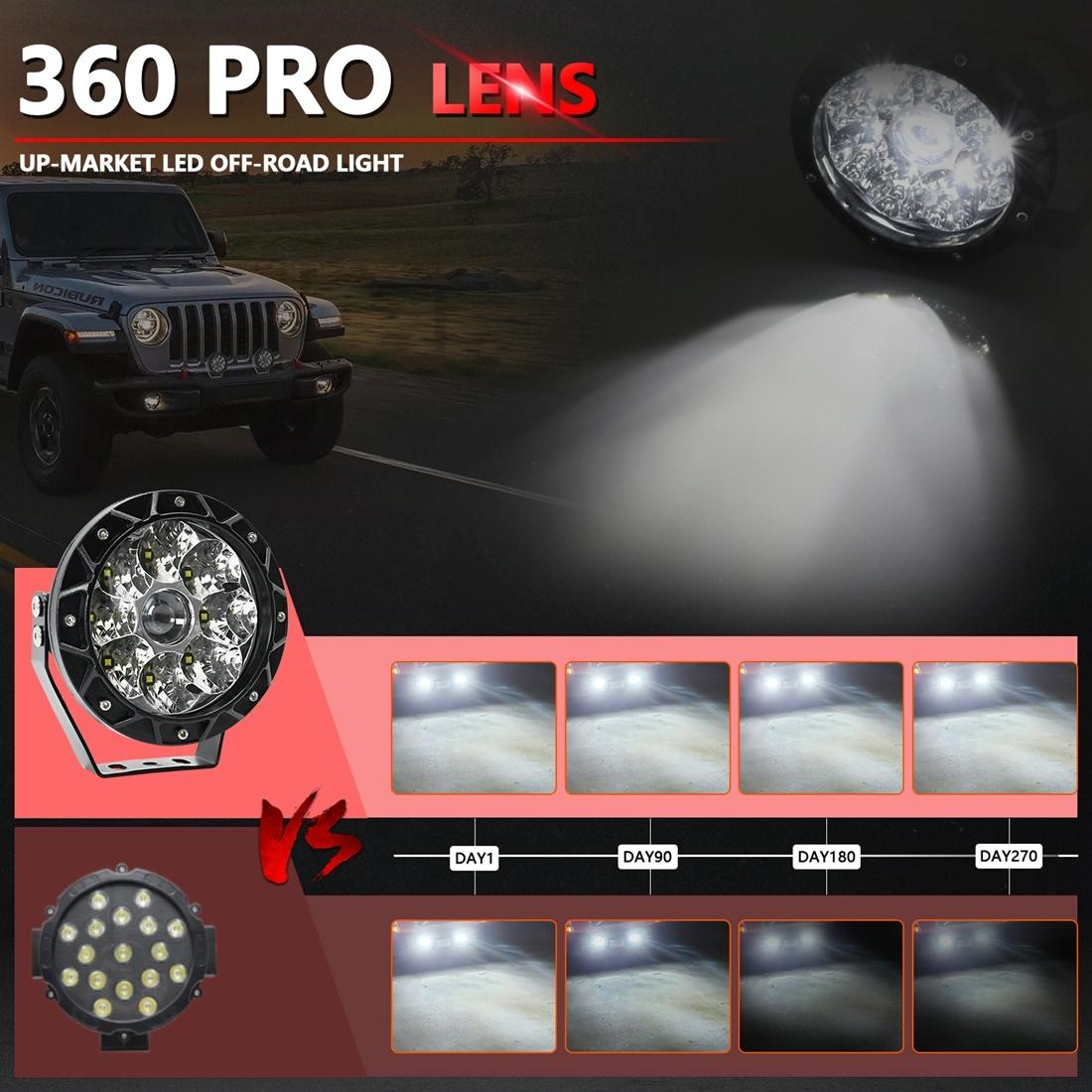 38W 4000Lm / 6000K Off - Road Vehicle Round Work Light - White