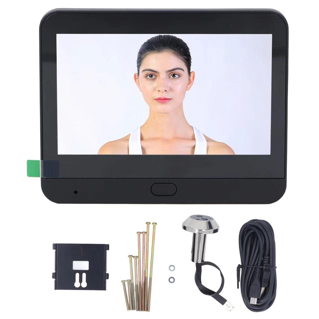 1080P Wifi Smart Cat Eye Video Doorbell With 4.3 Colour Screen And Hidden Graffiti Design - Black