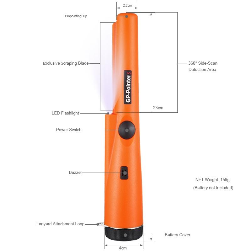 Metal Detector Pointer for Gold Pinpointing - Black