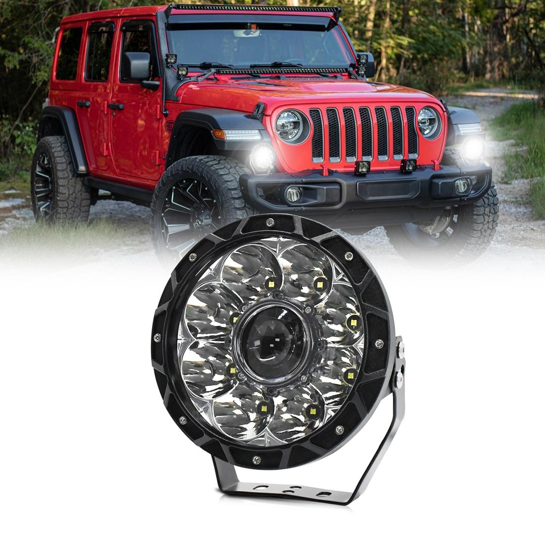 55W 6000Lm / 6000K Off - Road Vehicle Round Work Light - Yellow