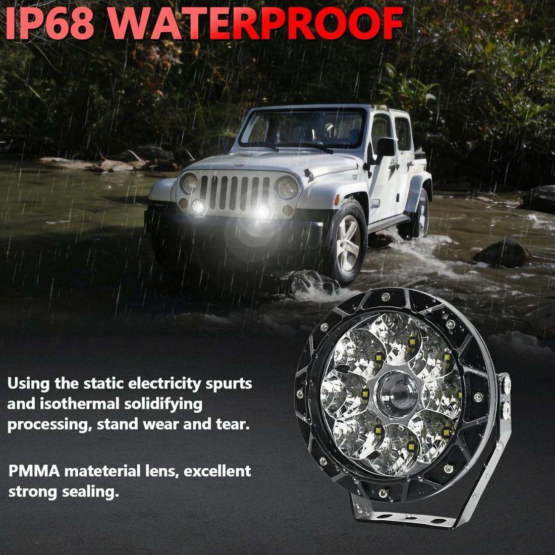 38W 4000Lm / 6000K Off - Road Vehicle Round Work Light - Yellow
