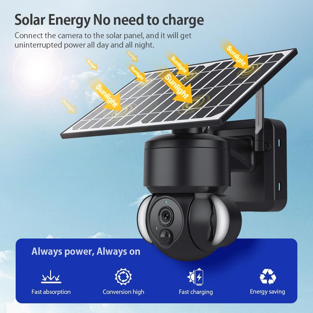 3Mp Solar Dome 4G Camera With Waterproof Ip66 Two-Way Audio Pir Motion Detection And Night Vision - White