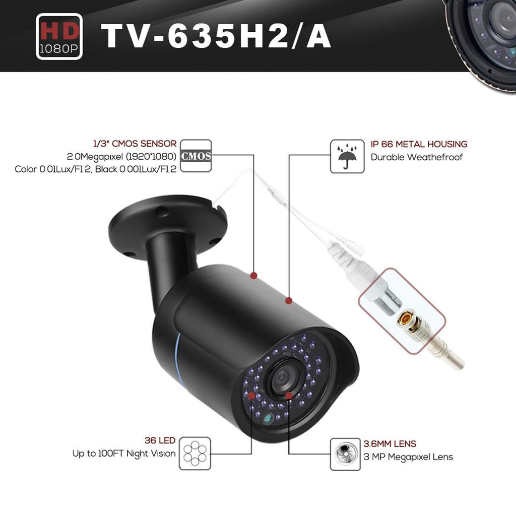 Waterproof Ahd Camera With 2Mp Sensor And Night Vision