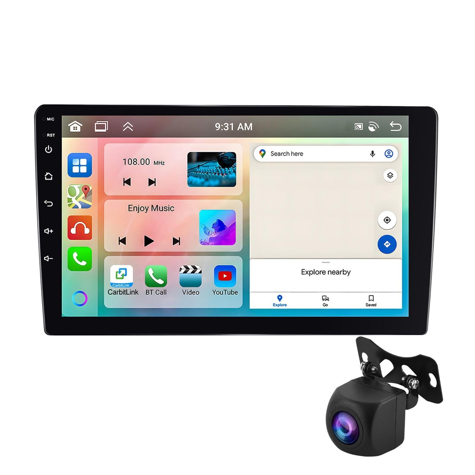 6 + 128G Android Car Bluetooth Player With Gps Navigation - Standard + Ahd Camera 10.1 Inch