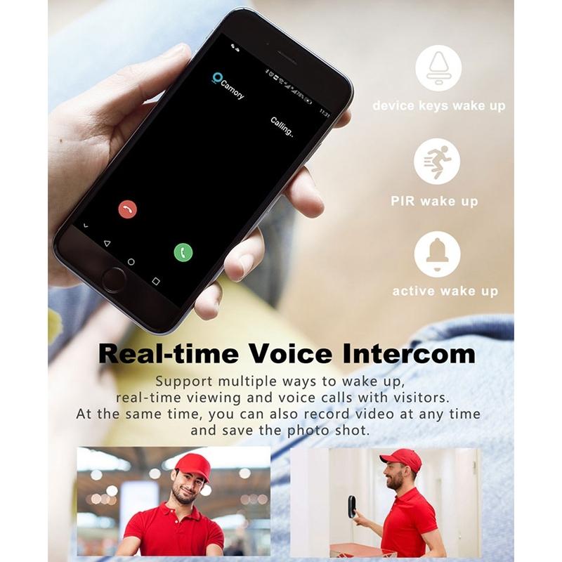 Smart Wifi Video Doorbell With Remote Monitoring & Voice Intercom - 720P 6400Mah Black